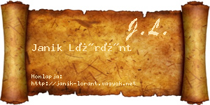 Janik Lóránt névjegykártya